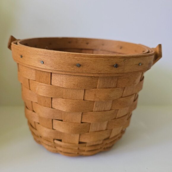 Longaberger Handwoven Small Basket With Handle 1993 Dresden Ohio USA Signed MIC - Picture 10 of 16